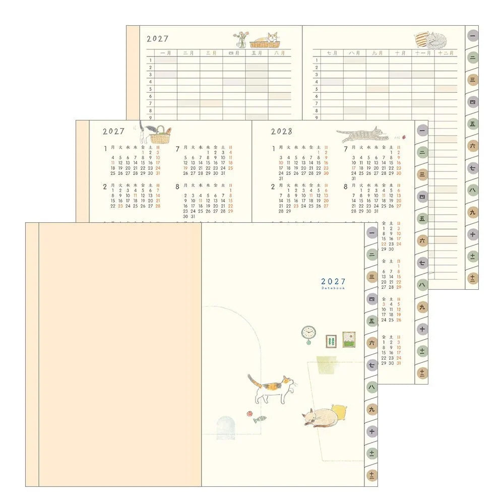 2027 Diary | Monthly | Pocket Diary | Slim | Cat | Midori