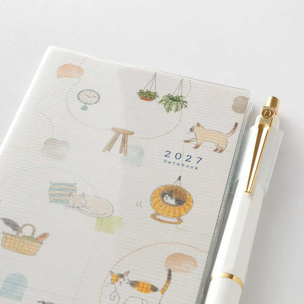 2027 Diary | Monthly | Pocket Diary | Slim | Cat | Midori