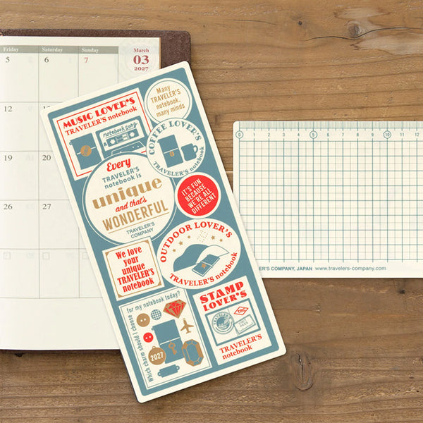 2027 Diary | Insert | Backing Sheet | Traveler's Company | 2 SIZE OPTIONS AVAILABLE