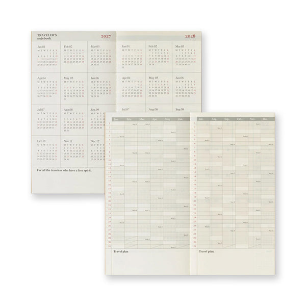 2027 Diary | Insert | Monthly | Traveler's Company | 2 SIZE OPTIONS AVAILABLE
