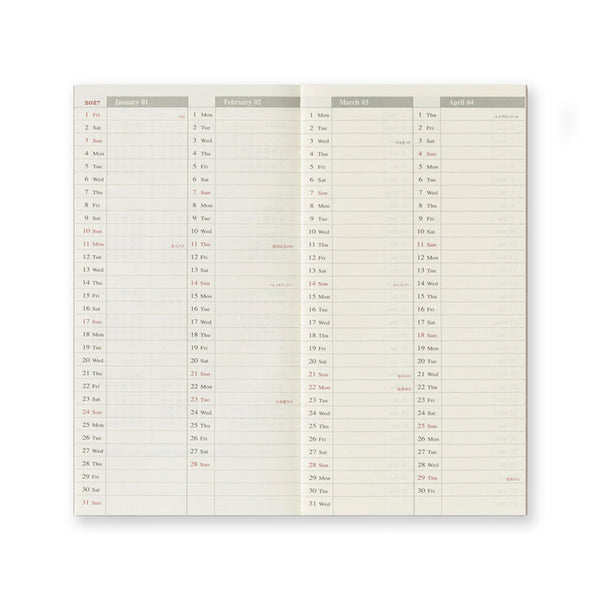 2027 Diary | Insert | Regular | Weekly & Memo | Traveler's Company
