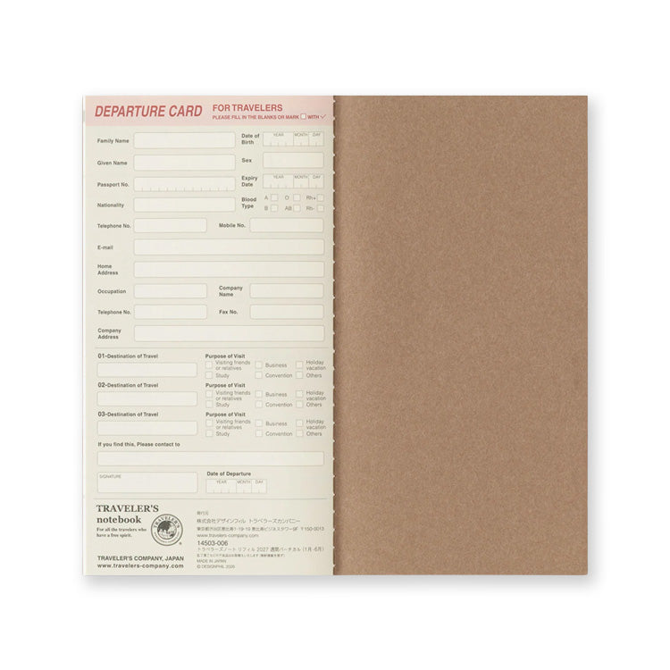2027 Diary | Insert | Regular | Weekly Vertical | Traveler's Company