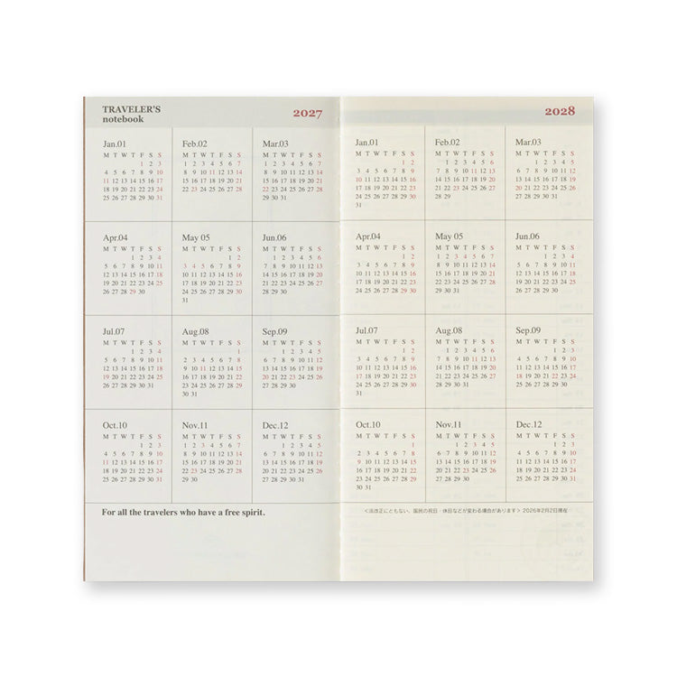 2027 Diary | Insert | Passport | Weekly | Traveler's Company