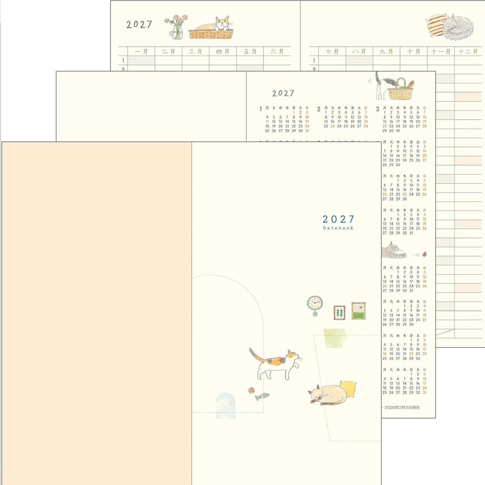 2027 Diary | Weekly | Pocket Diary | B6 | Cat | Midori