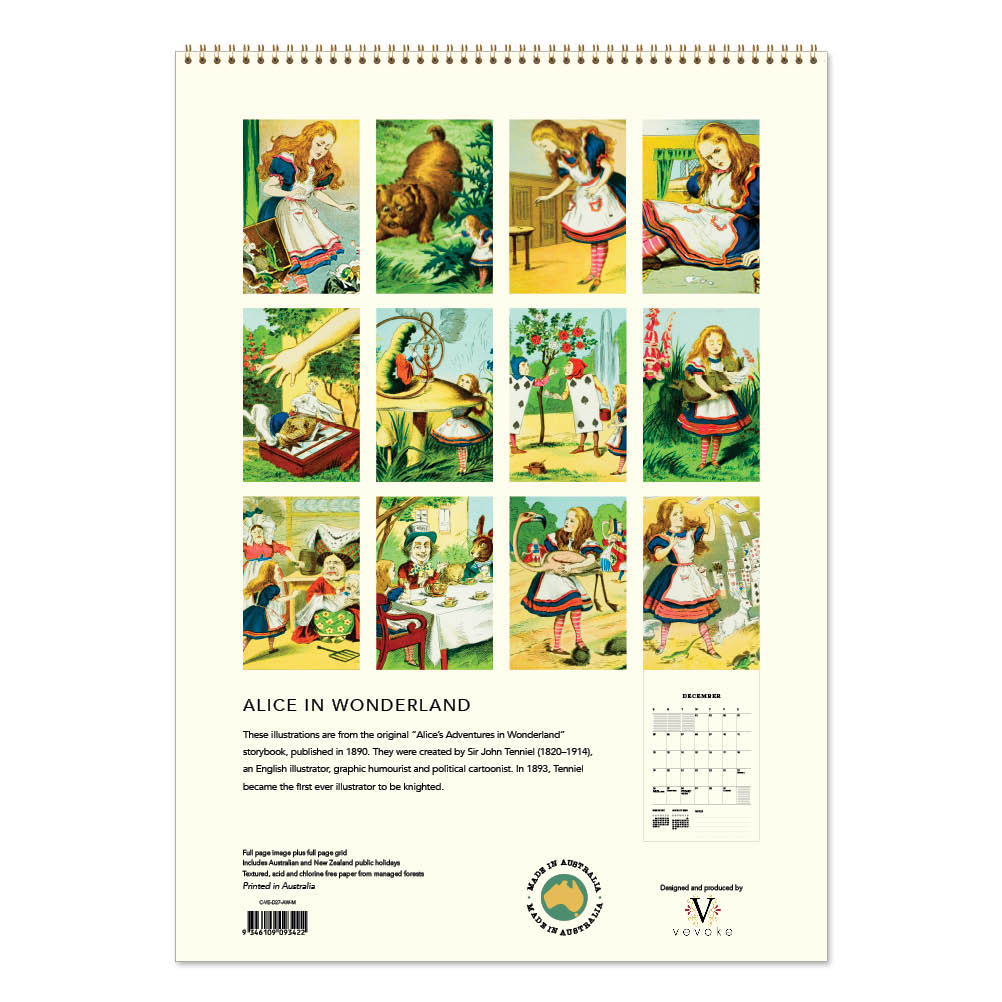 2027 Wall Calendar | Alice In Wonderland | Vevoke