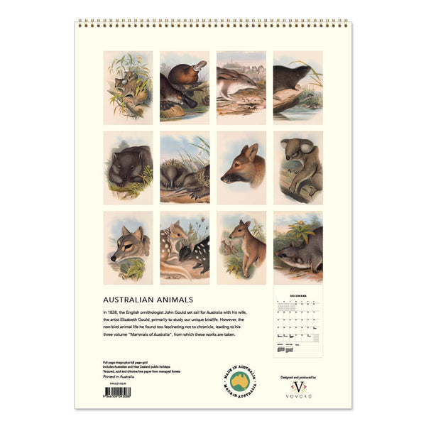 2027 Wall Calendar | John Gould Australian Animals | Vevoke