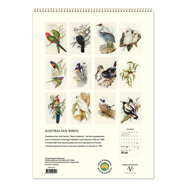 2027 Wall Calendar | John Gould Australian Birds | Vevoke