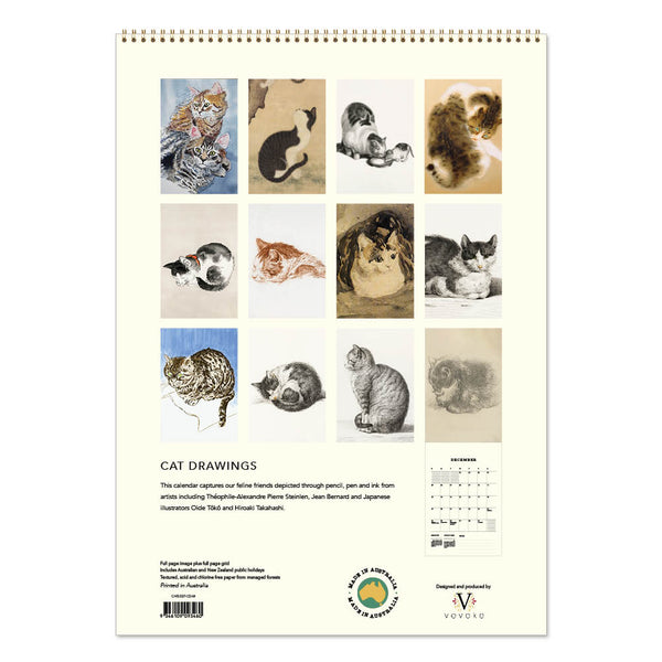 2027 Wall Calendar | Cat Drawings | Vevoke