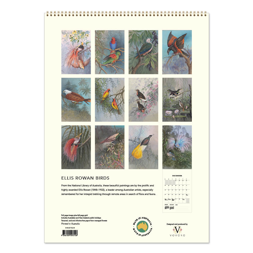2027 Wall Calendar | Ellis Rowan Birds | Vevoke