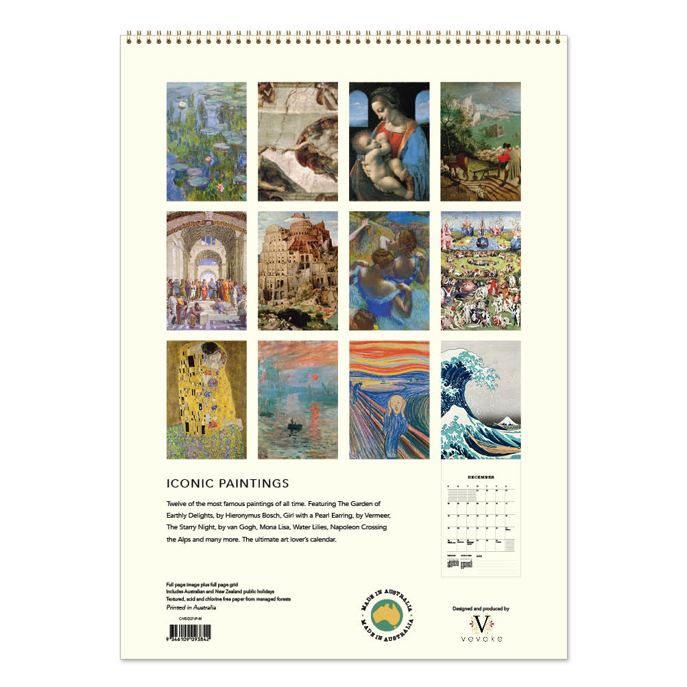 2027 Wall Calendar | Iconic Paintings | Vevoke