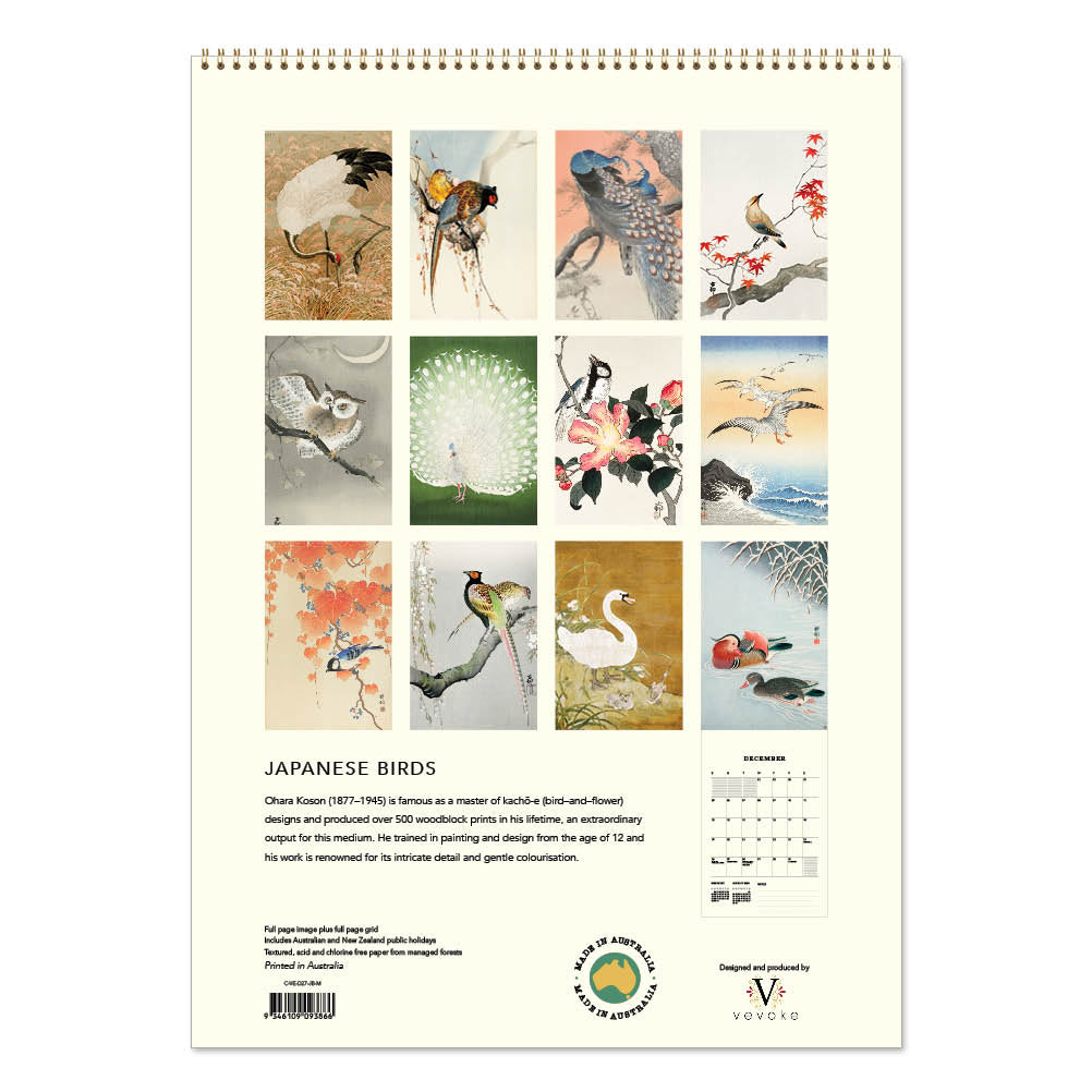 2027 Wall Calendar | Japanese Birds | Vevoke