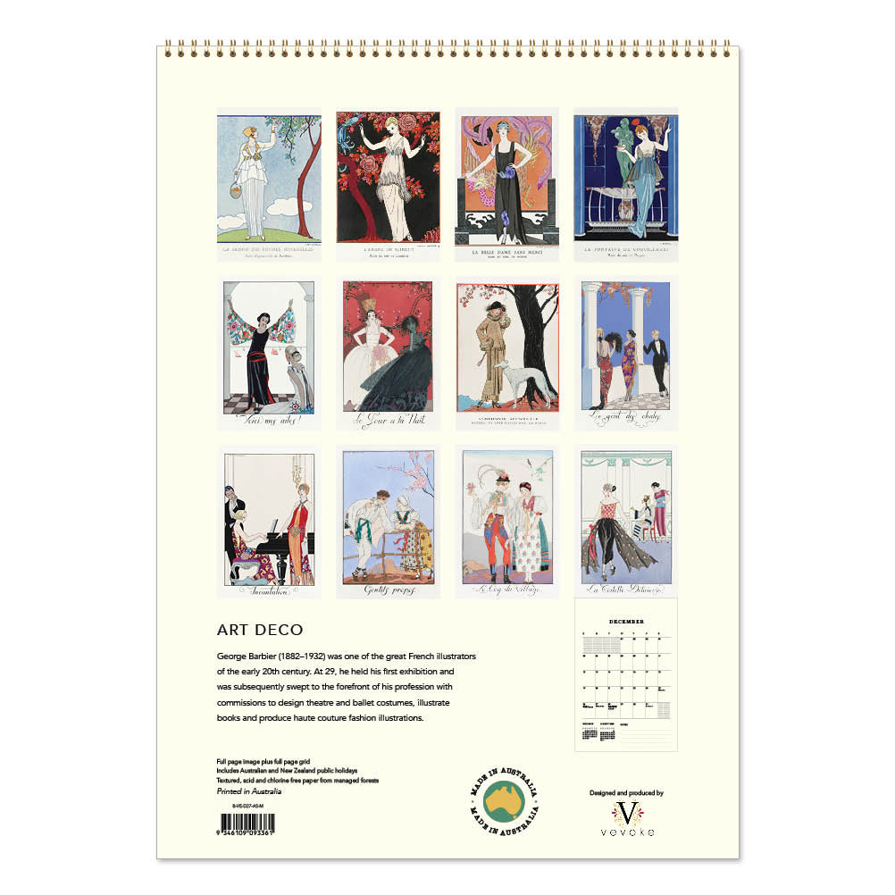 2027 Wall Calendar | Art Deco George Barbier | Vevoke