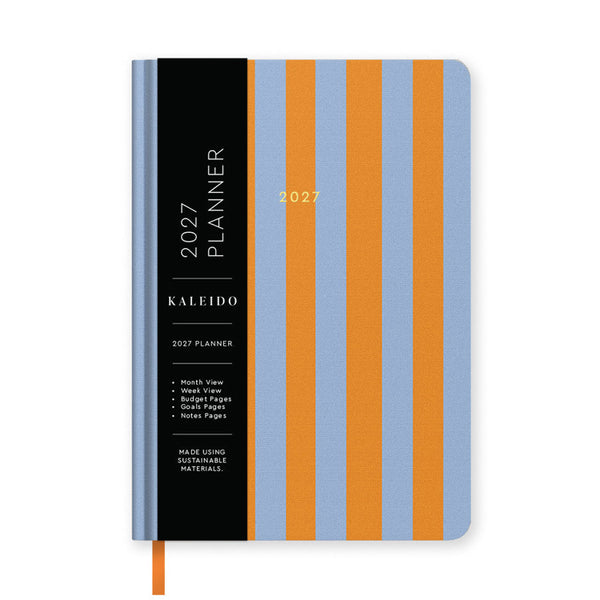 2027 Diary | Weekly Diary | Hard Cover | A5 | Blue & Orange Stripe | Kaleido | Ohh Deer