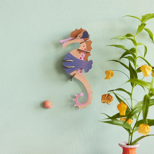3D Cardboard Model Kit | Wall Art | B7 | Pink Seahorse | Studio Roof