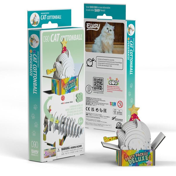 3D Cardboard Model Kit | Cat Cottonball | Eugy