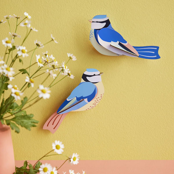 3D Cardboard Model Kit | Wall Art | B6 | Garden Birds | Blue Tits | Studio Roof