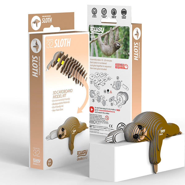 3D Cardboard Model Kit | Sloth | Eugy