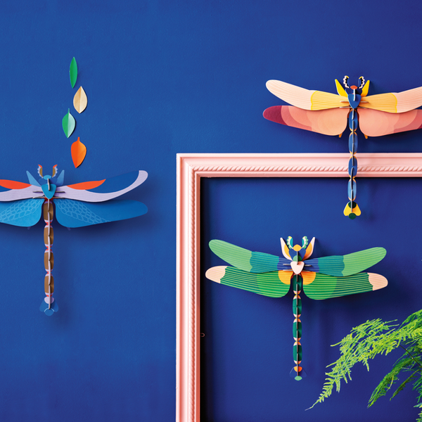 3D Cardboard Model Kit | Wall Art | A4 | Dragonfly | Pink | Studio Roof