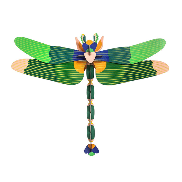 3D Cardboard Model Kit | Wall Art | A4 | Dragonfly | Green | Studio Roof