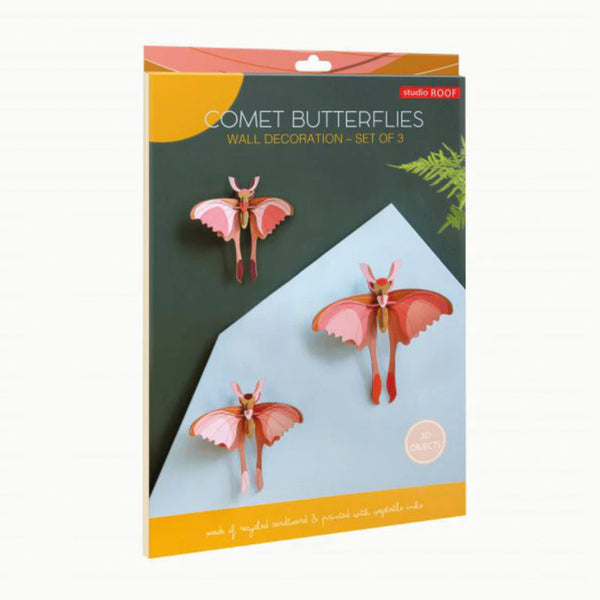 3D Cardboard Model Wall Art Kit | Set of 3 Models | Comet Butterflies | Studio Roof