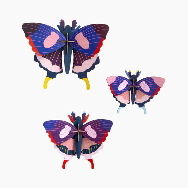3D Cardboard Model Wall Art Kit | Set of 3 Models | Swallowtail Butterflies | Studio Roof