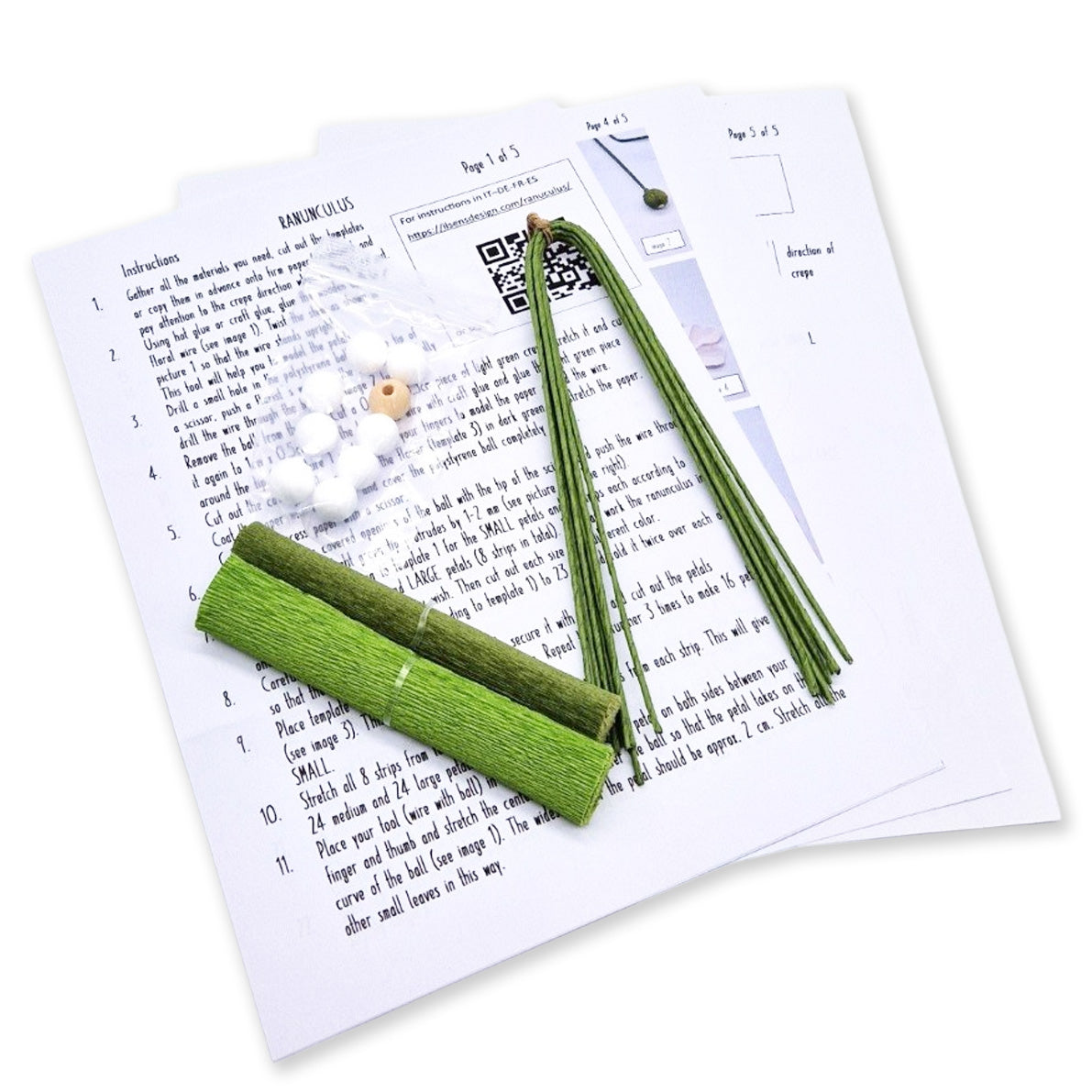 Art & Craft Kit | Crepe Paper Flower Kit | Ranunculus | Ilsens Design