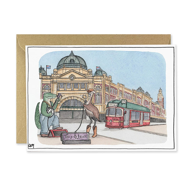 Australiana Card | Busking In Melbourne | Erlenmeyer Art