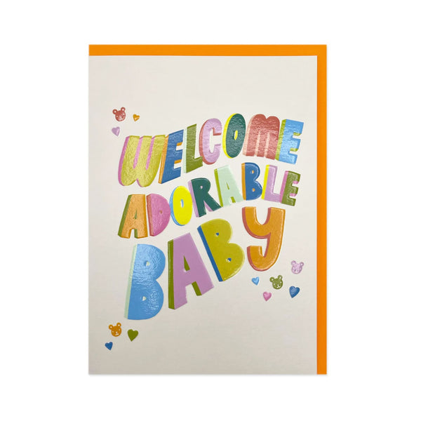 Baby Card | Welcome Adorable Baby | Raspberry Blossom