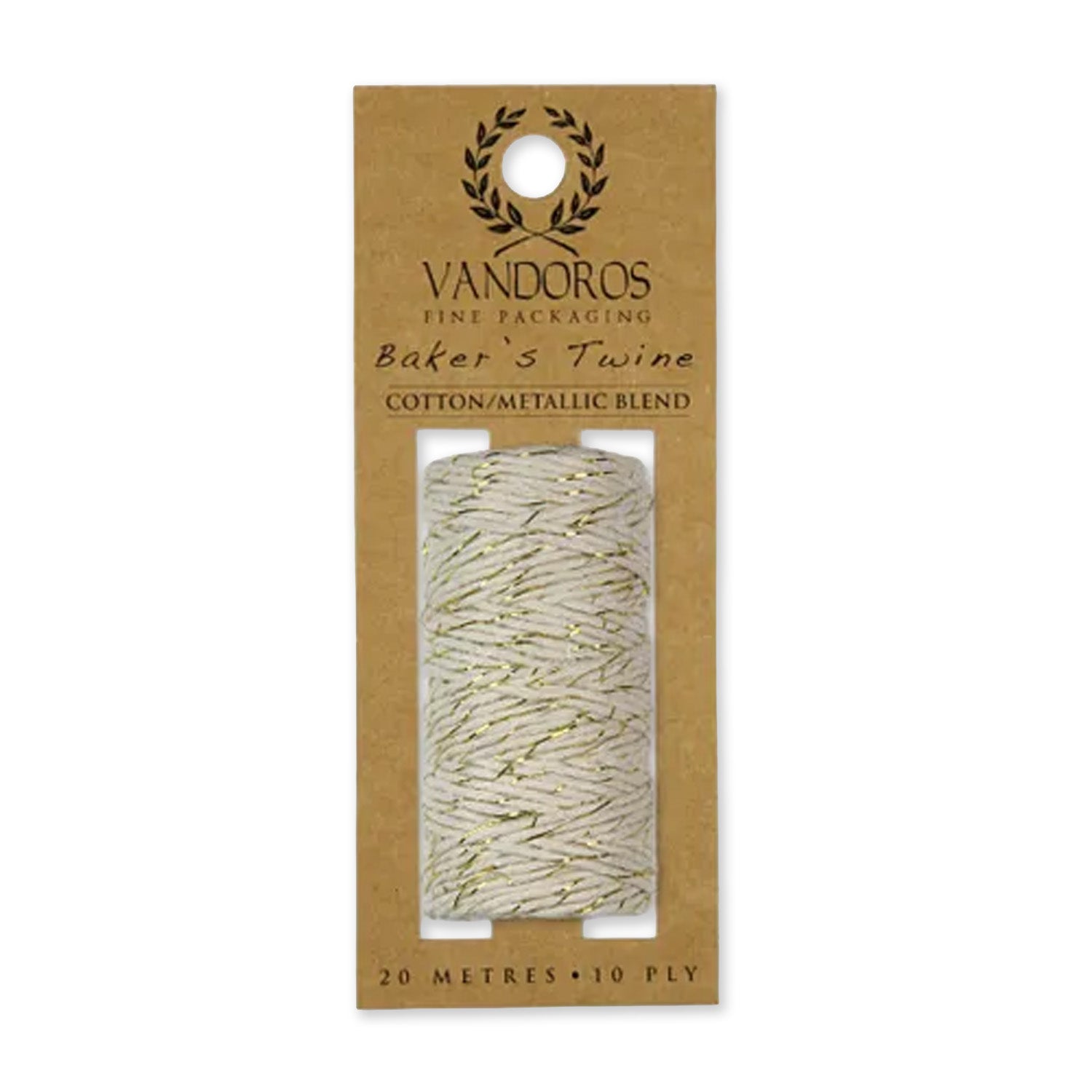 Twine | Baker's Twine | 10 Ply Metallic | 20 m | Vandoros | 3 COLOUR OPTIONS AVAILABLE