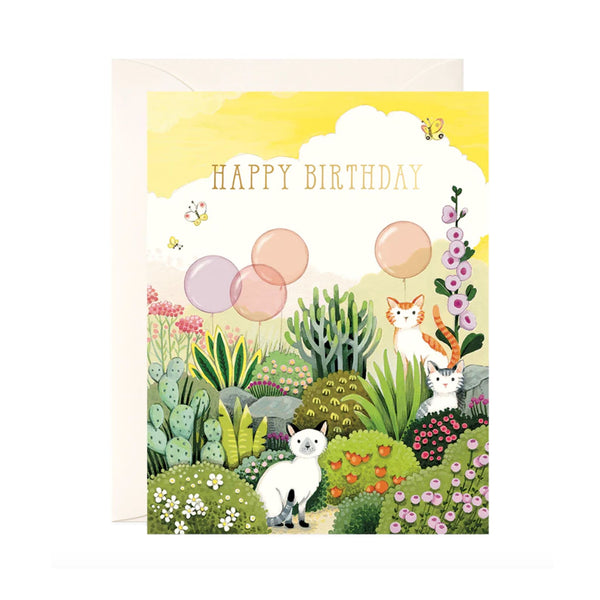 Birthday Card | Cats In The Garden | Joojoo Paper