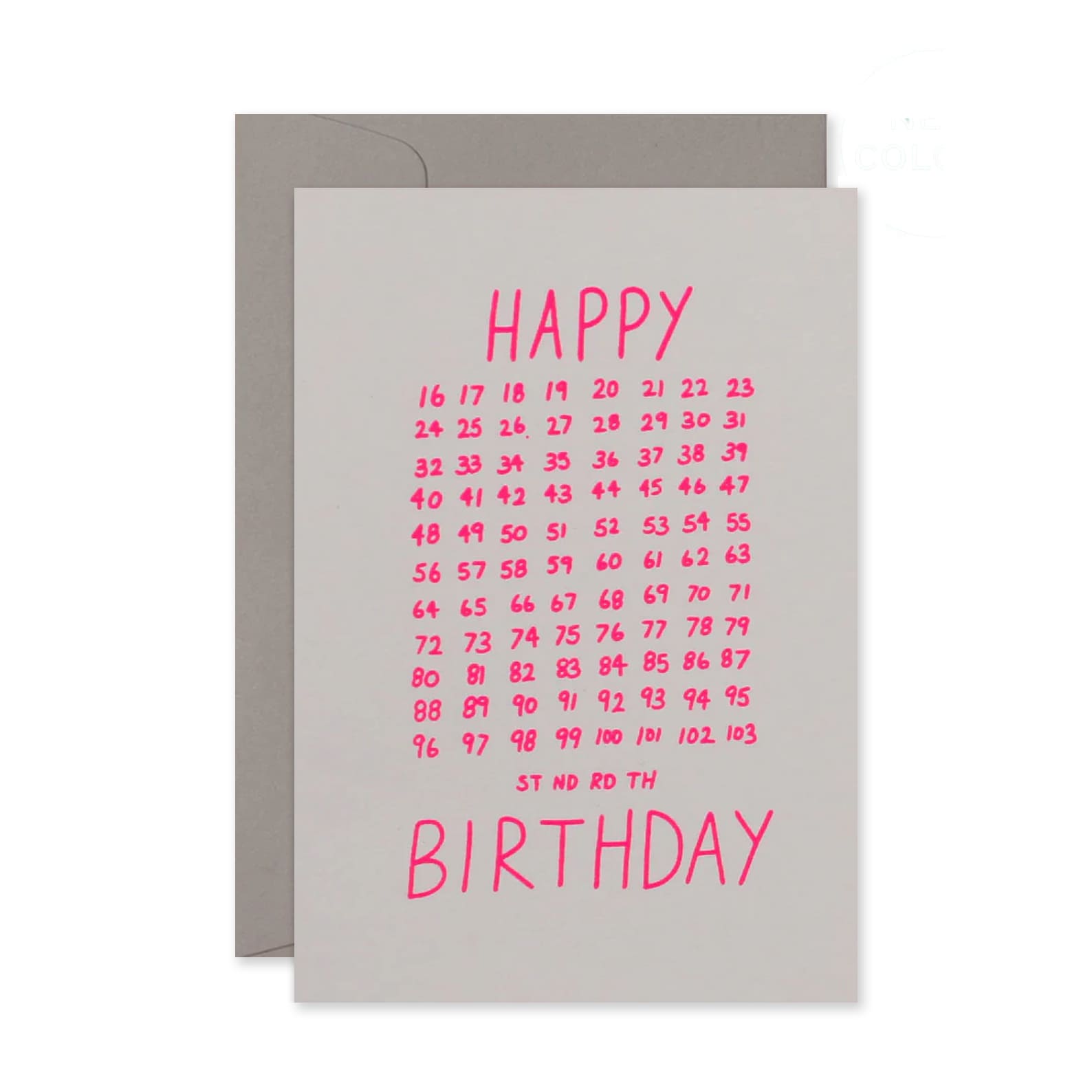 Birthday Card | Fill In Birthday | Neon Pink on Blush | Me & Amber