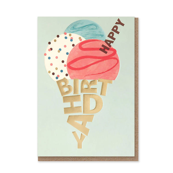 Birthday Card | Happy Birthday Ice Cream Cone | Caroline Gardner