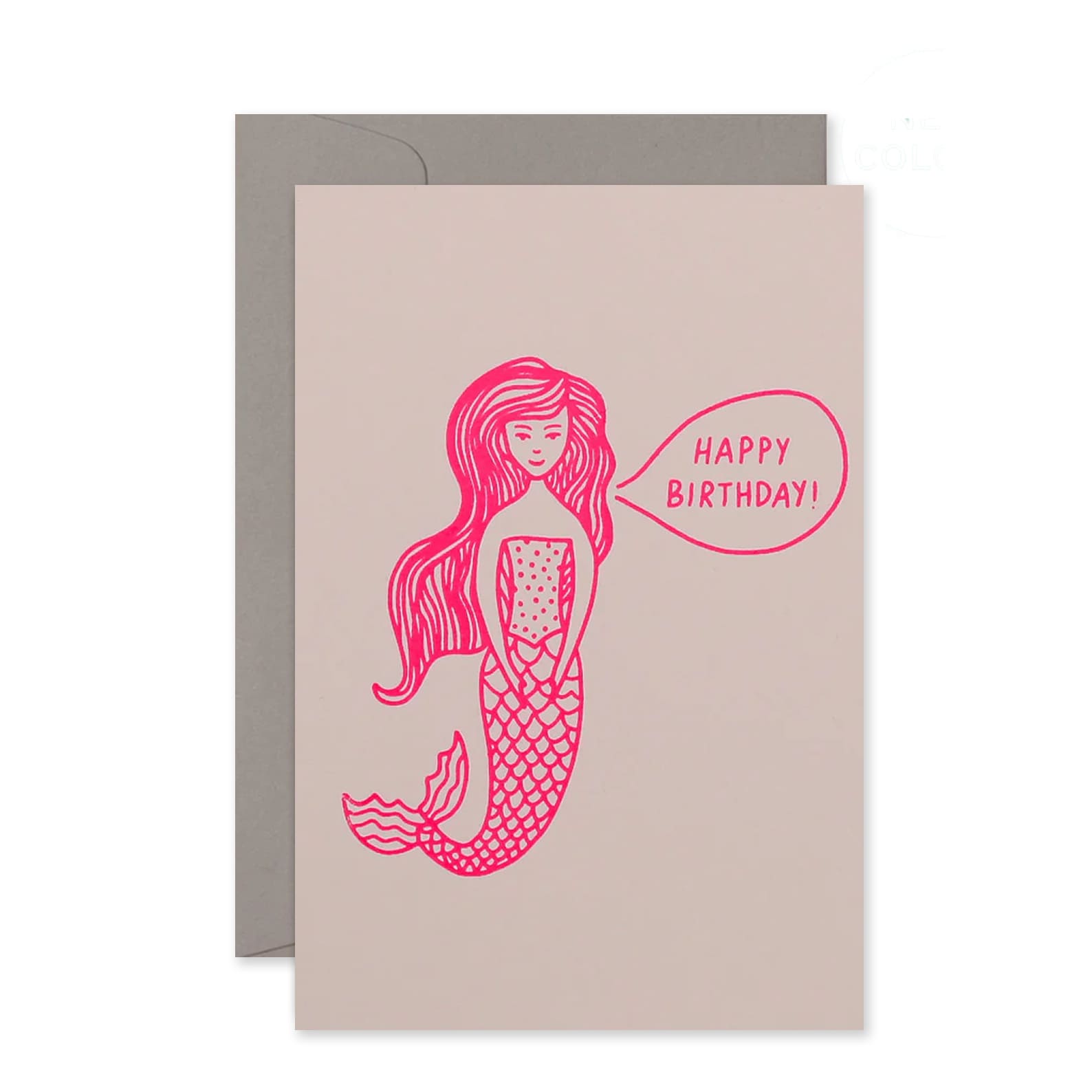 Birthday Card | Mermaid | Neon Pink on Blush | Me & Amber