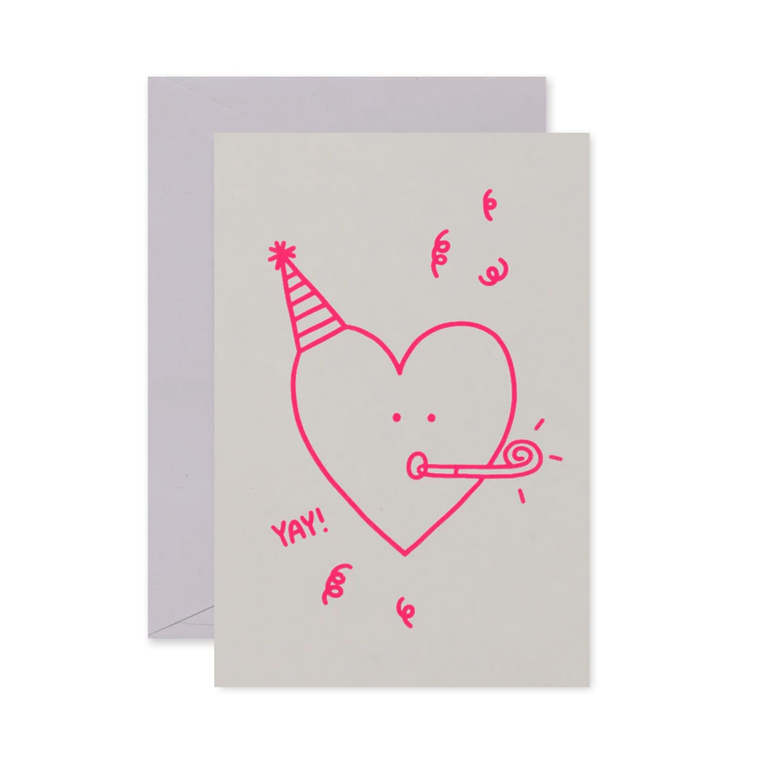 Birthday Card | Party Heart | Neon Pink on White | Me & Amber