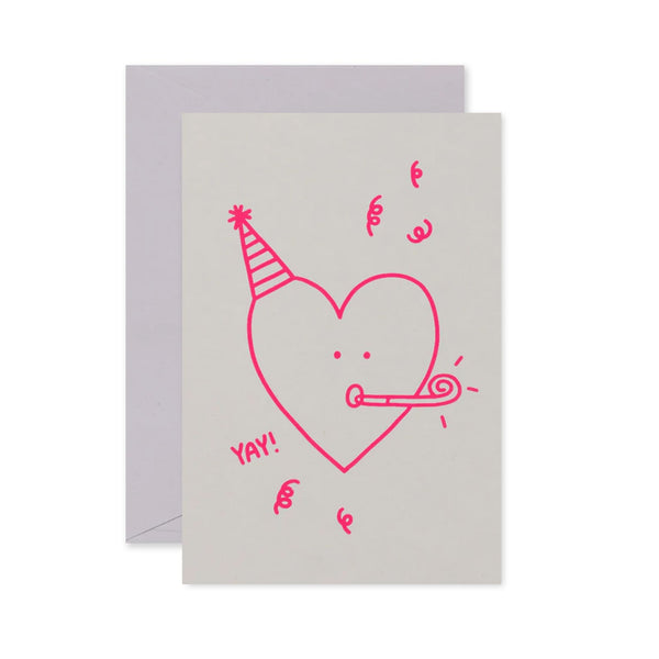 Birthday Card | Party Heart | Neon Pink on White | Me & Amber
