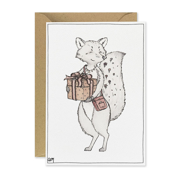 Birthday  Card | What's In The Box Arctic Fox? | Erlenmeyer Art