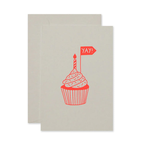 Birthday Card | Cupcake Yay! | Neon Coral on White  | Me & Amber