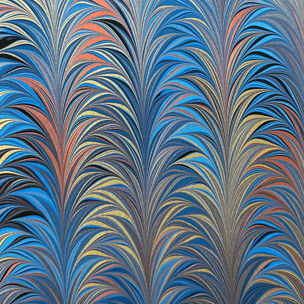 Brazilian Paper | Hand Marbled | Palm | Blue