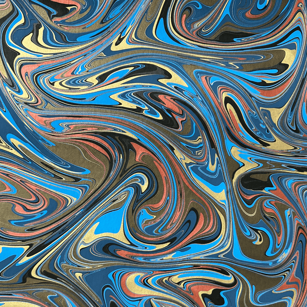 Brazilian Paper | Hand Marbled | Swirl | Blue