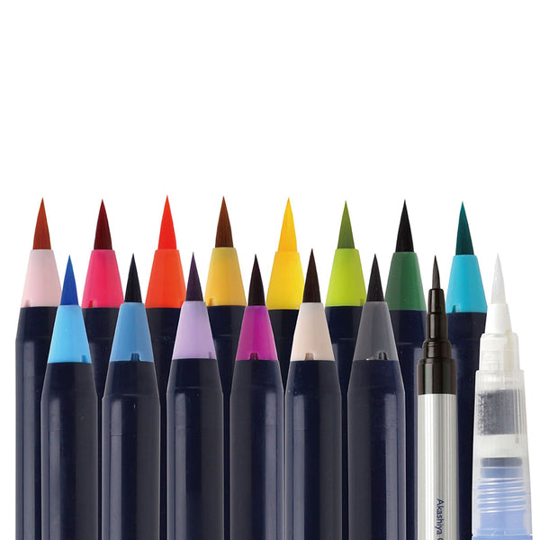 Brush Pen | SAI Brush Lettering Pen | 15 Colour Set | Akashiya