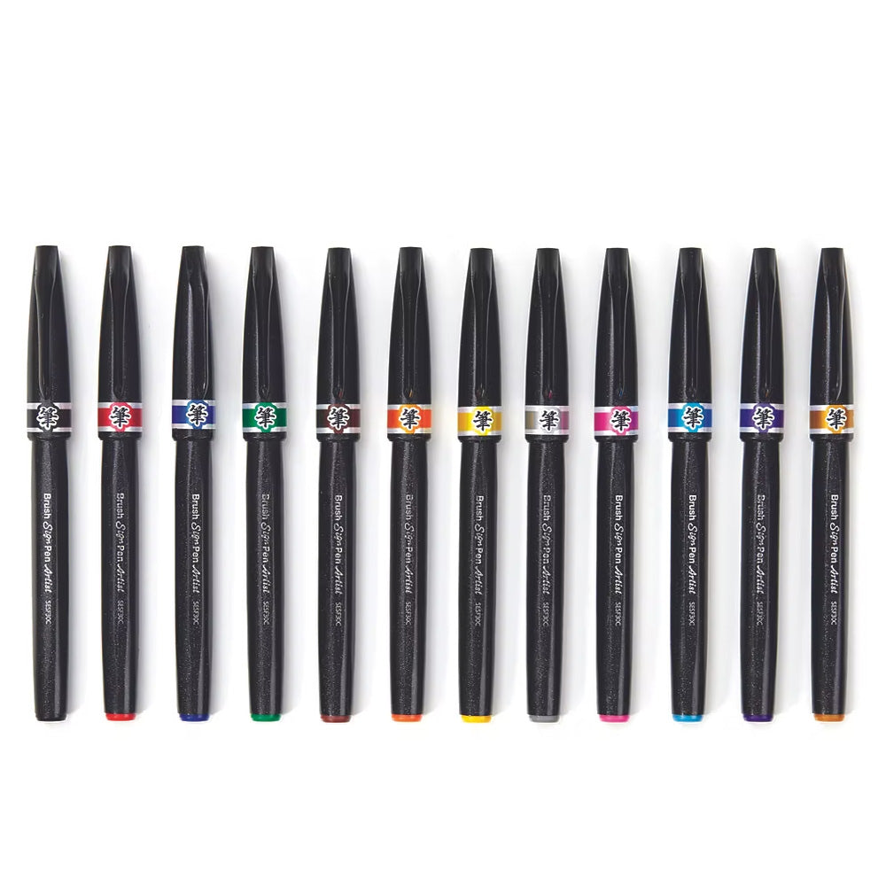 Brush Pen | Brush Pen Set | Artist | Ultra Fine | Pack of 12 | Pentel