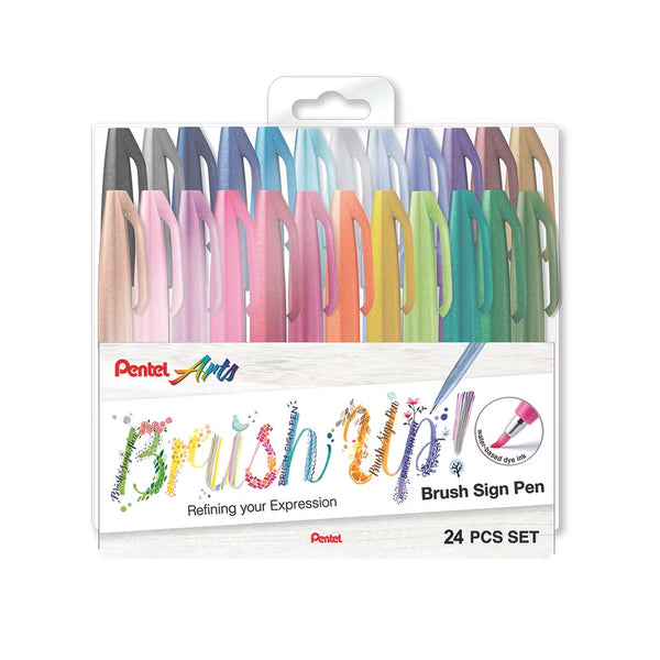 Brush Pen | Brush Sign Pen | Set of 24 | Pentel