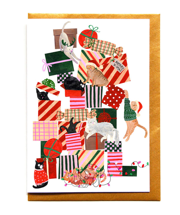 Christmas Card | Cat Presents Pile | Reddish Design