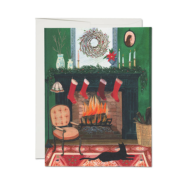 Christmas Card | Christmas by the Fireplace | Red Cap Cards