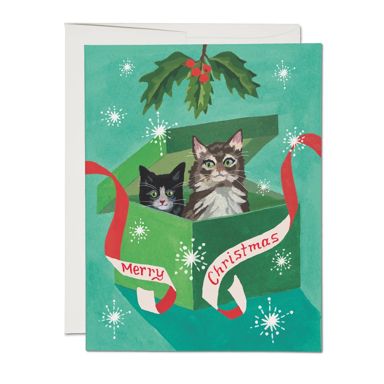 Christmas Card | Meowy Christmas| Red Cap Cards