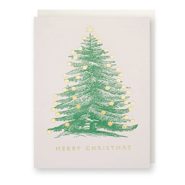 Christmas Card | Mini | Foil | Tree Gold Baubles | Archivist