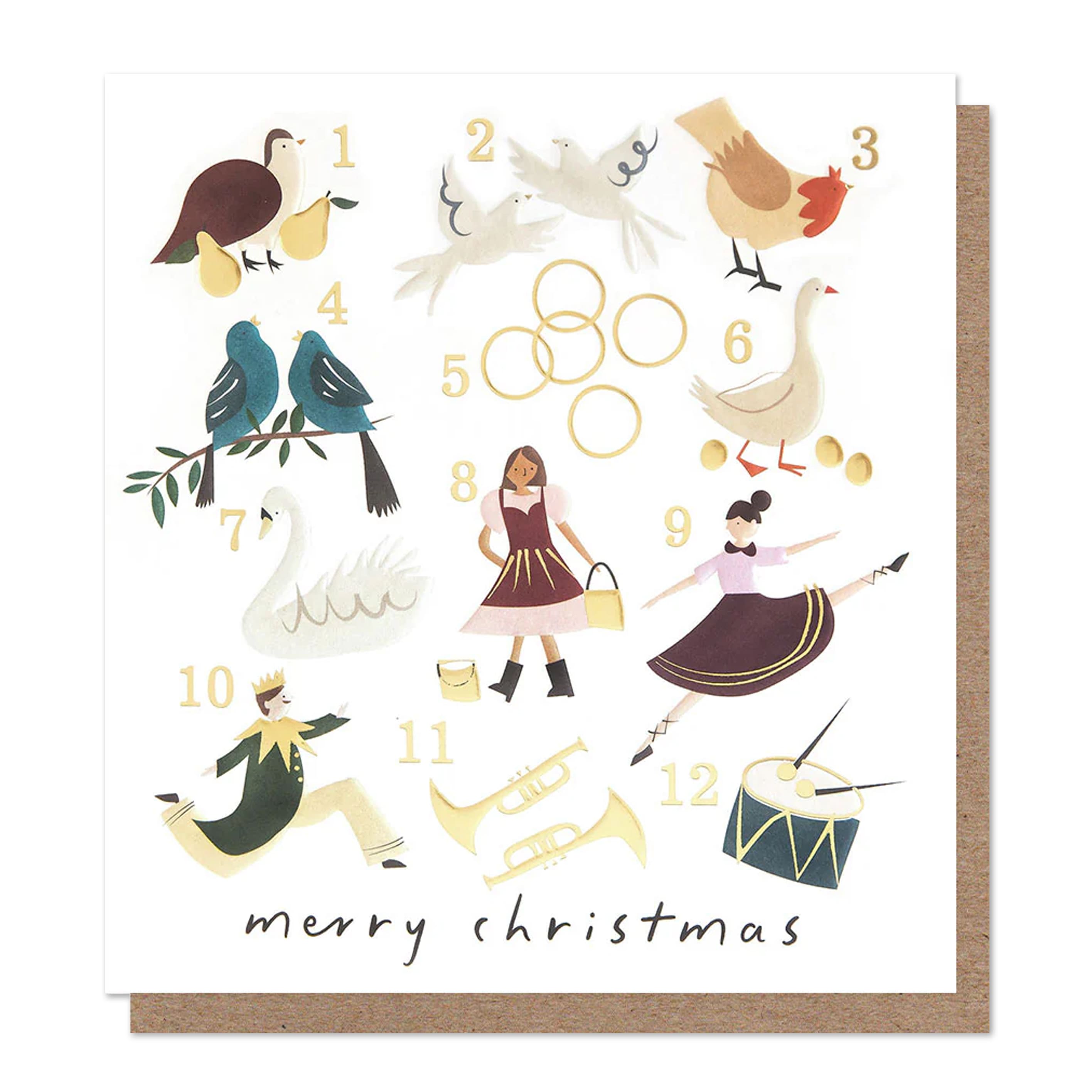 Christmas Card | Pack of 8 | 12 Days of Christmas | Caroline Gardner