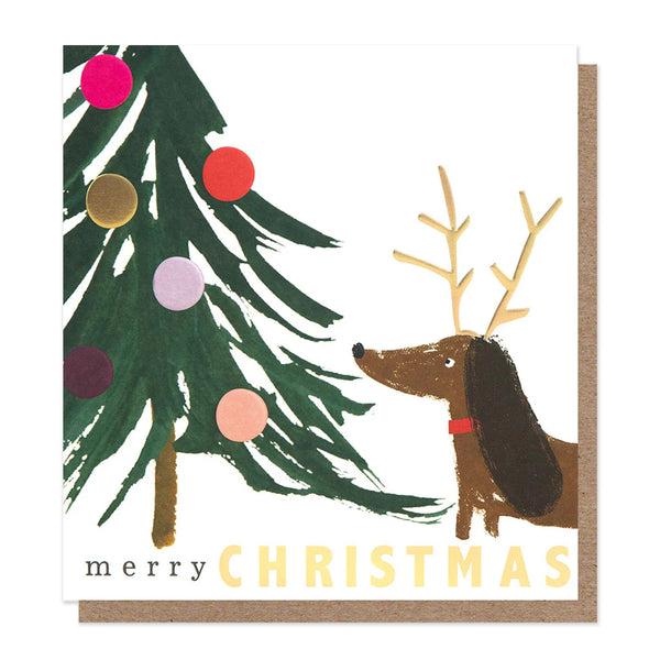 Christmas Card | Pack of 8 | Dog In Antlers | Caroline Gardner