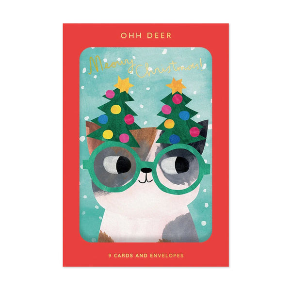 Christmas Card | Pack of 9 | Cats In Hats | Ohh Deer