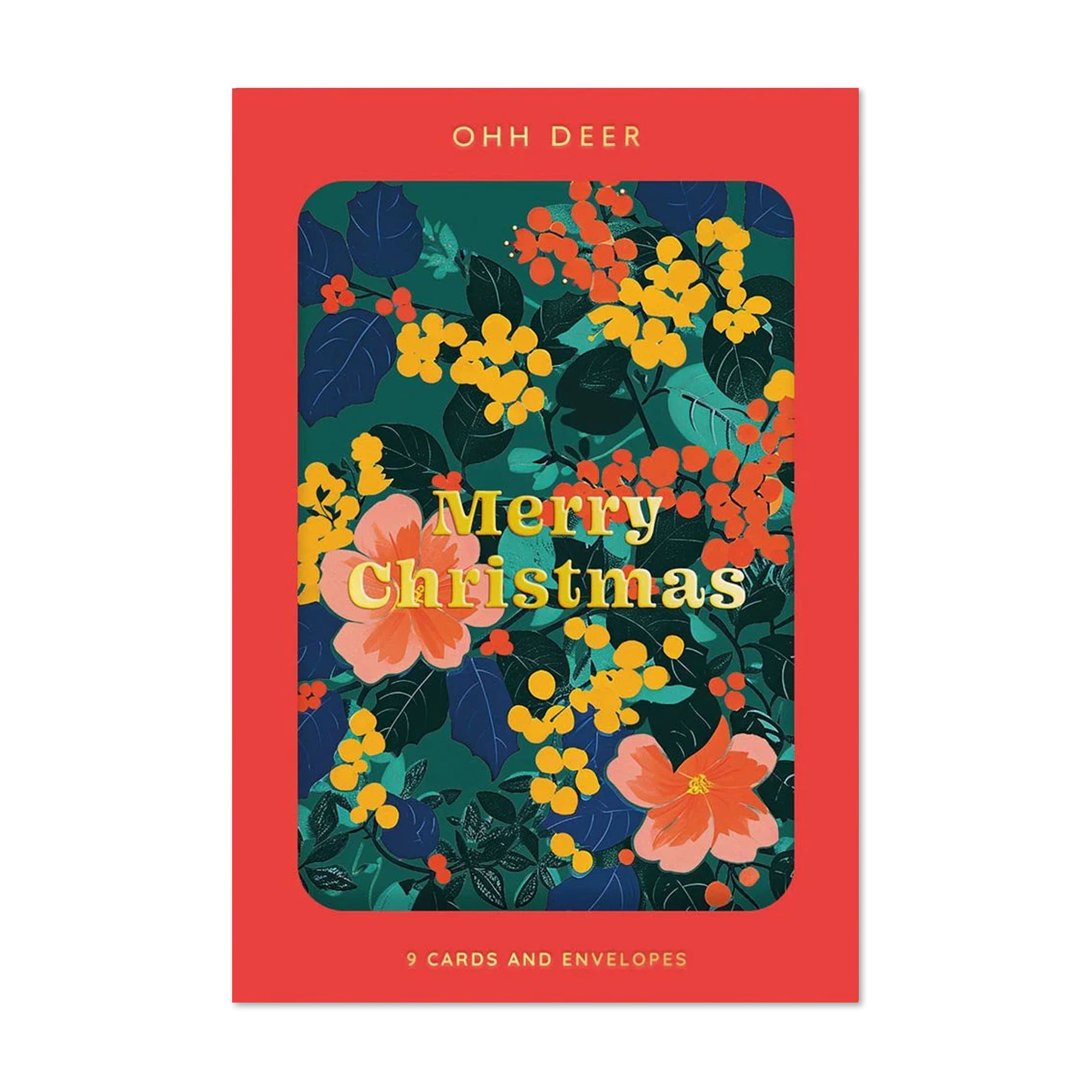 Christmas Card | Pack of 9 | Festive Floral | Ohh Deer